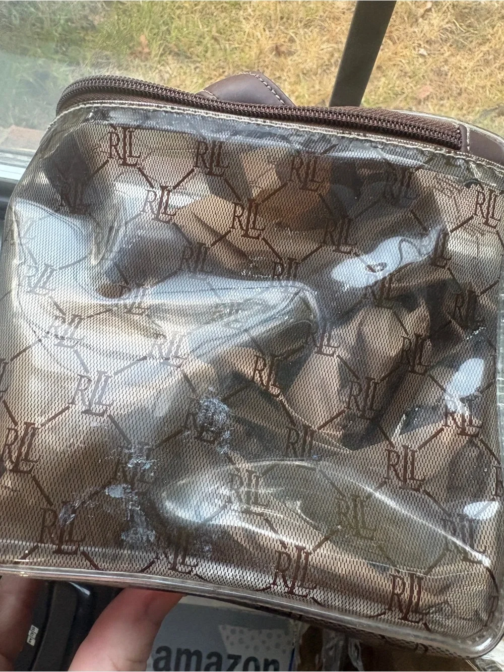 Ralph Lauren Clear w/ Brown RL Monogram Toiletry Bag